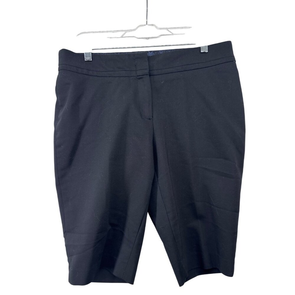 Peter Nygard Womens Shorts Sz 12 Petite Black Bermuda Inseam Stretch Old$$ Lux